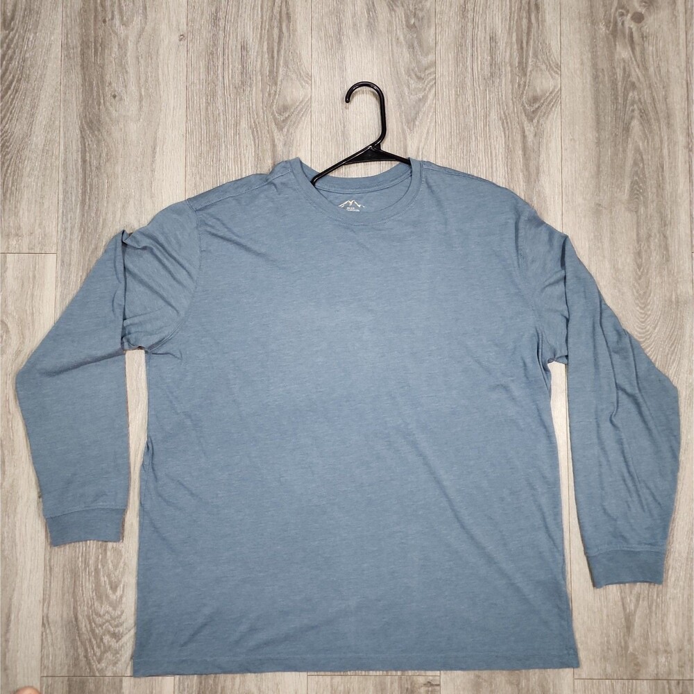Blue Mountain Men's Blue Long Sleeve T-Shirt Crew Neck Cotton Blend Size XL